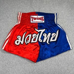 Twins Special Muay Thai Shorts Mens Large Red Blue Kickboxing Combat Boxing